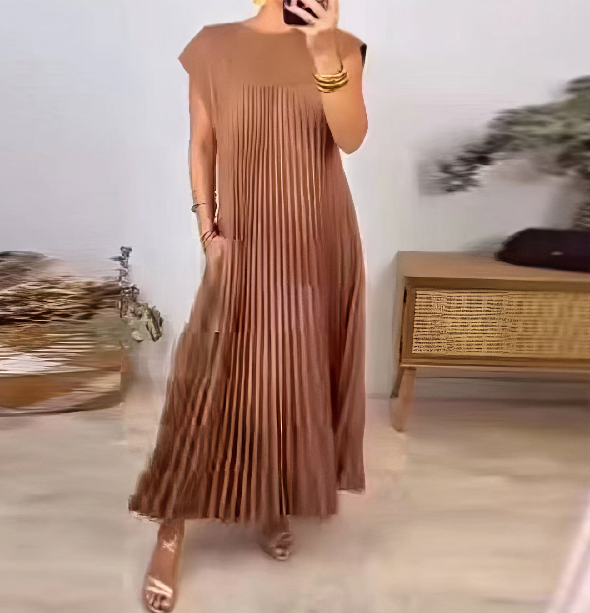 Chic Robe Plissée Sans Manches pour Femmes - Marie Montel
