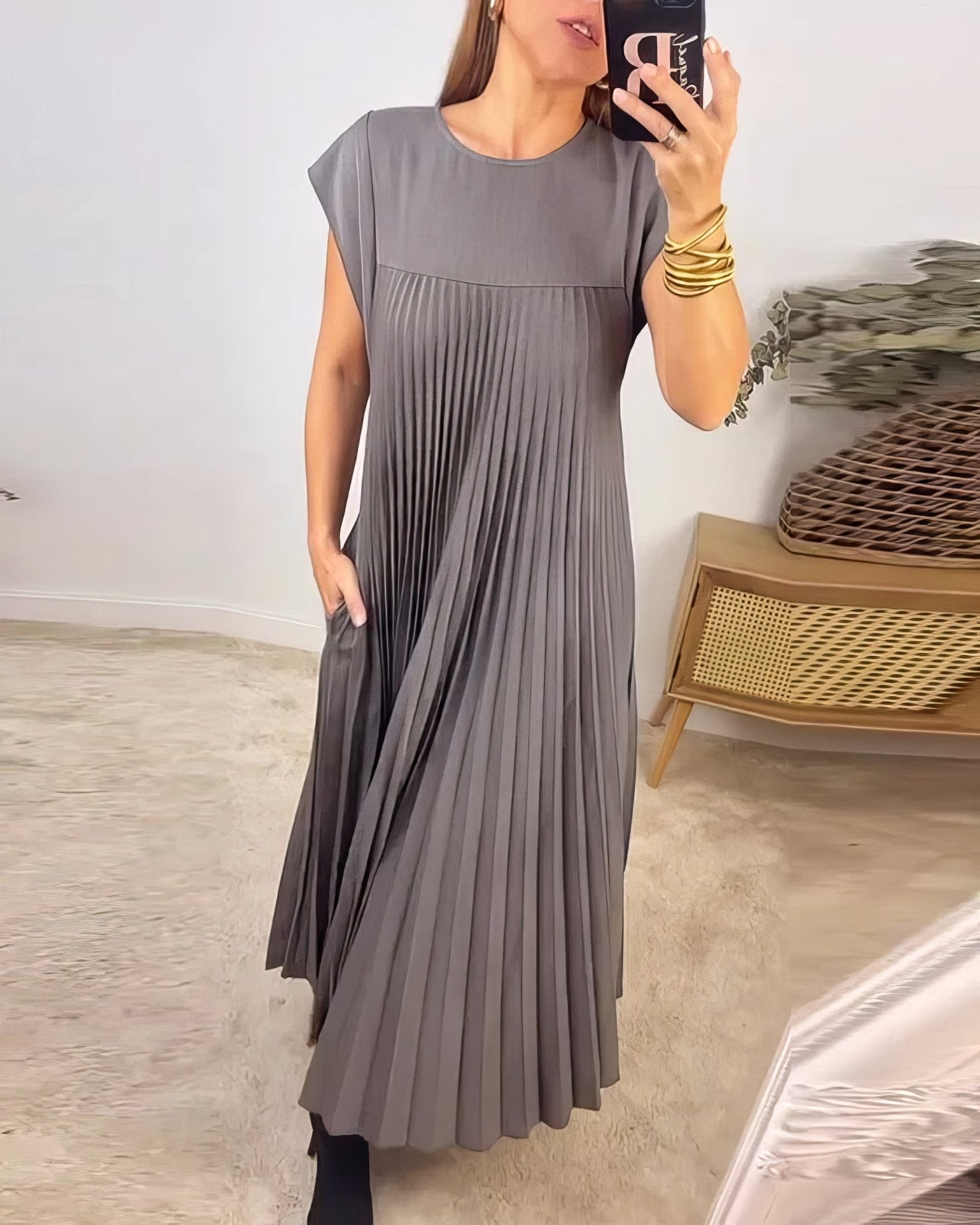 Chic Robe Plissée Sans Manches pour Femmes - Marie Montel