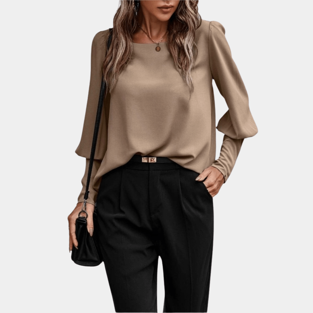 Chic T-shirt à Manches Longues avec Bouton pour Femmes - Marie Montel