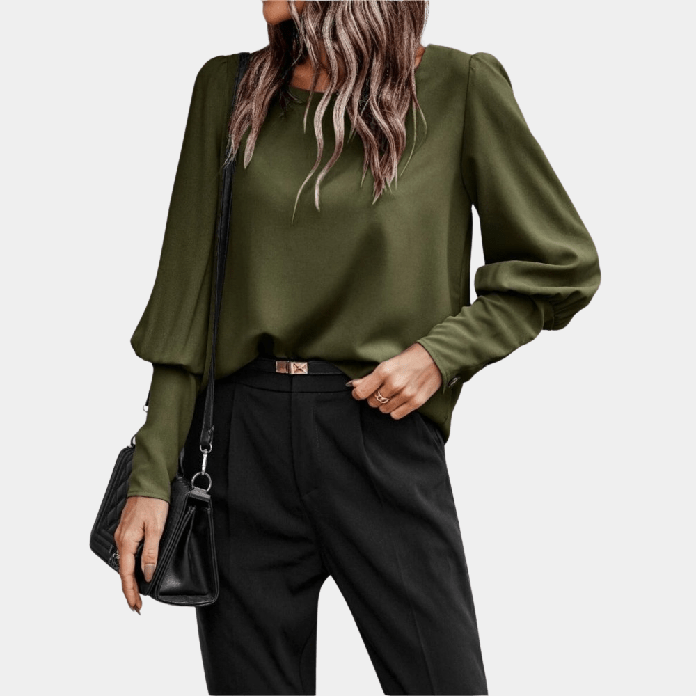 Chic T-shirt à Manches Longues avec Bouton pour Femmes - Marie Montel