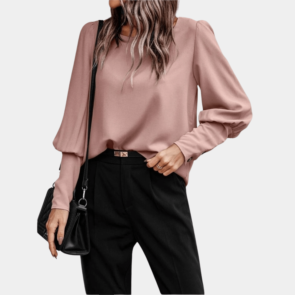Chic T-shirt à Manches Longues avec Bouton pour Femmes - Marie Montel