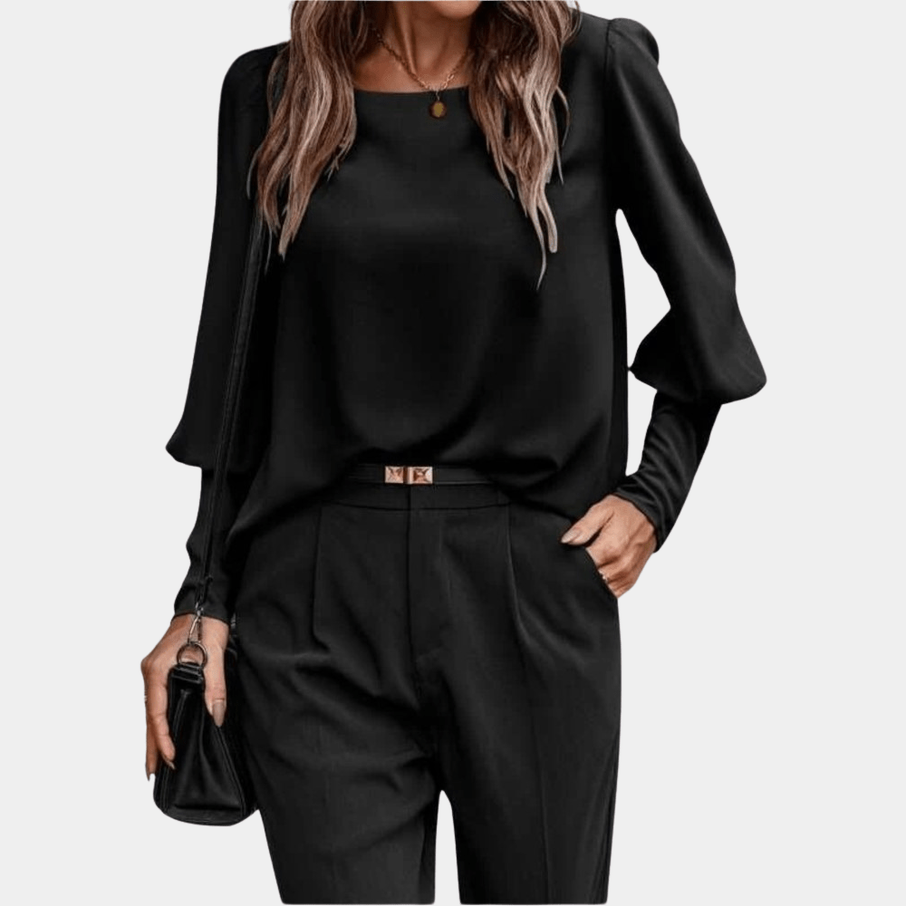 Chic T-shirt à Manches Longues avec Bouton pour Femmes - Marie Montel