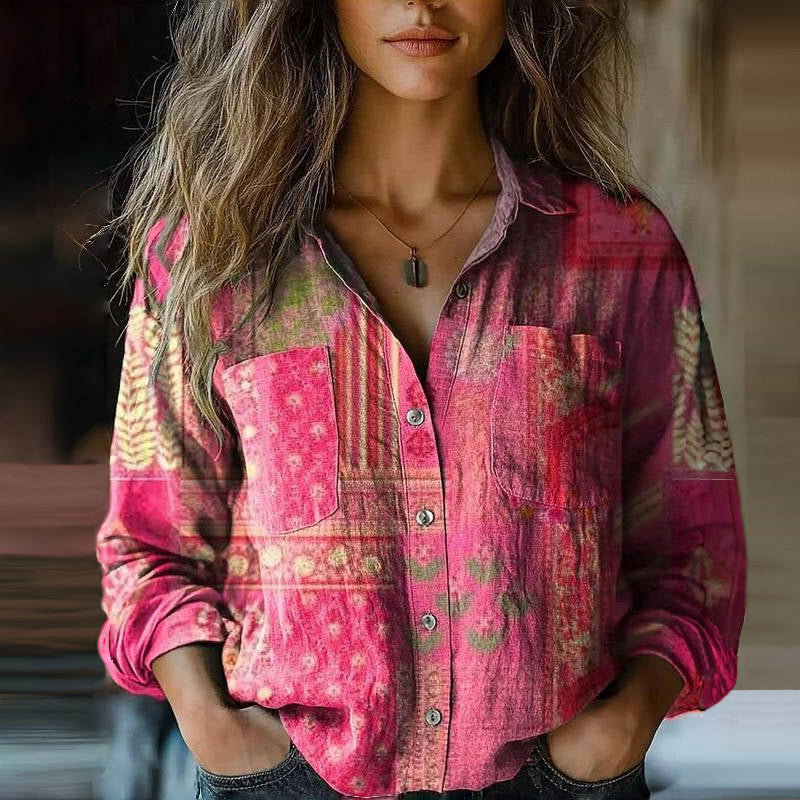 Chemise à manches longues avec col classique et motif à effet progressif