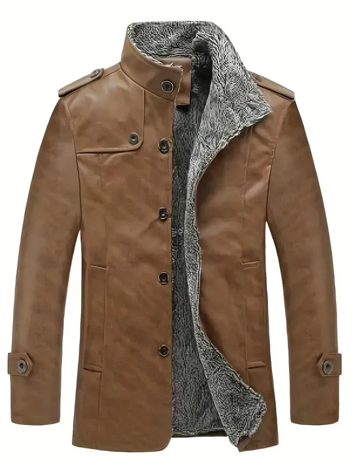 Veste en cuir avec doublure en polaire pour hommes