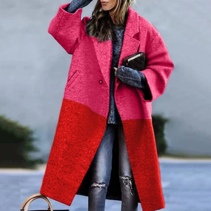 Élégant Manteau Long à Motifs pour Femmes