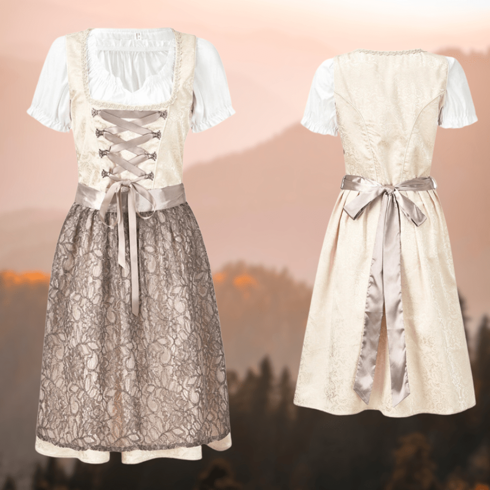 Dirndl Élégant en Beige/Cremé pour Femmes - Marie Montel