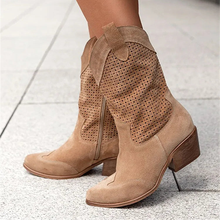 Bottes Mi-Mollet Élégantes à Effet de Texture pour Femmes