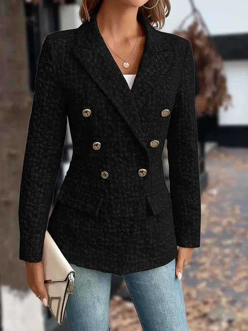 Veste blazer unie avec poches pour femmes