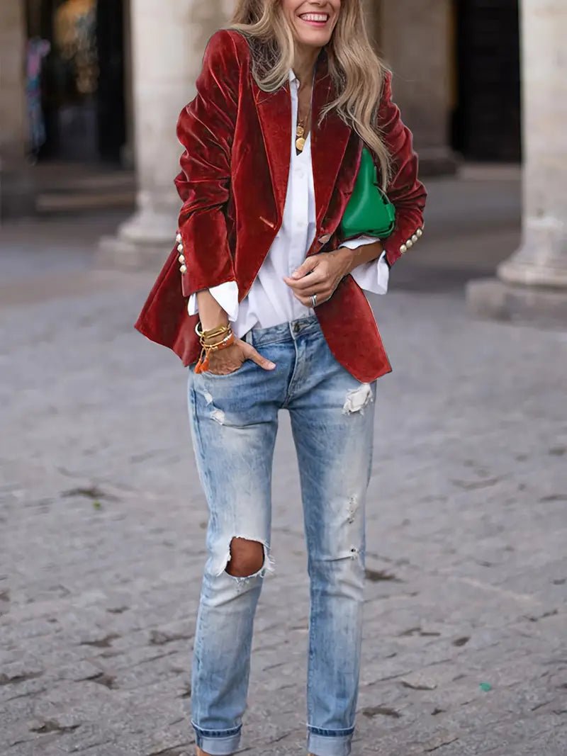 Élégant Blazer en Velours pour Femmes - Marie Montel