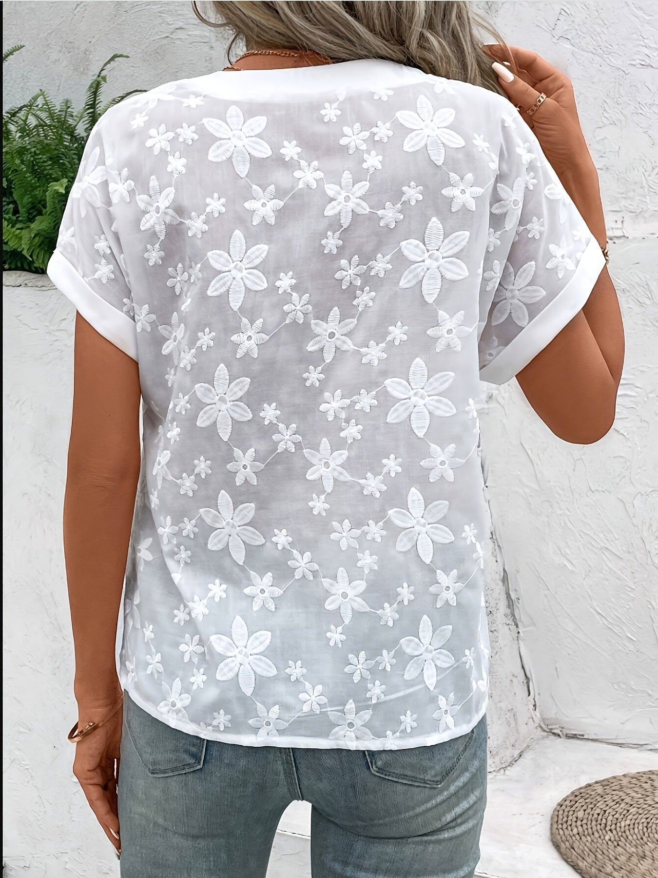 Elegant Blouse Blanche à Manches Courtes pour Femmes - Marie Montel