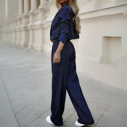 Élégant Ensemble Deux Pièces en Stripe pour Femmes - Marie Montel