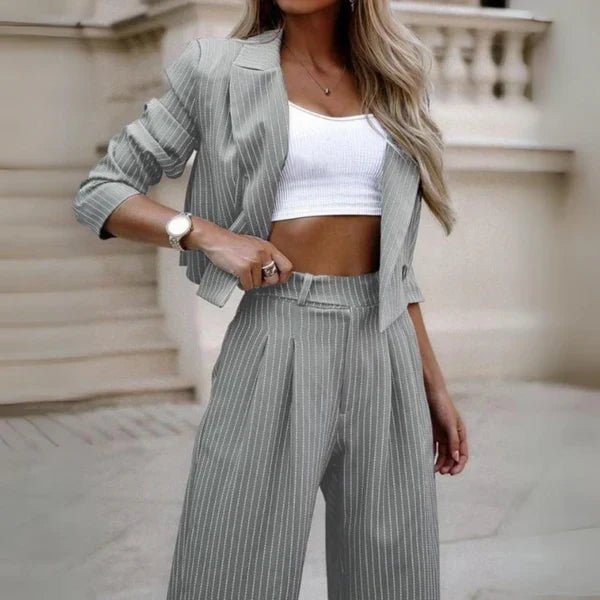 Élégant Ensemble Deux Pièces en Stripe pour Femmes - Marie Montel