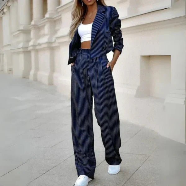 Élégant Ensemble Deux Pièces en Stripe pour Femmes - Marie Montel