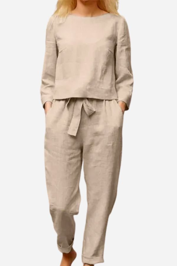 Élégant Ensemble Monochrome en Lin pour Femmes - Marie Montel