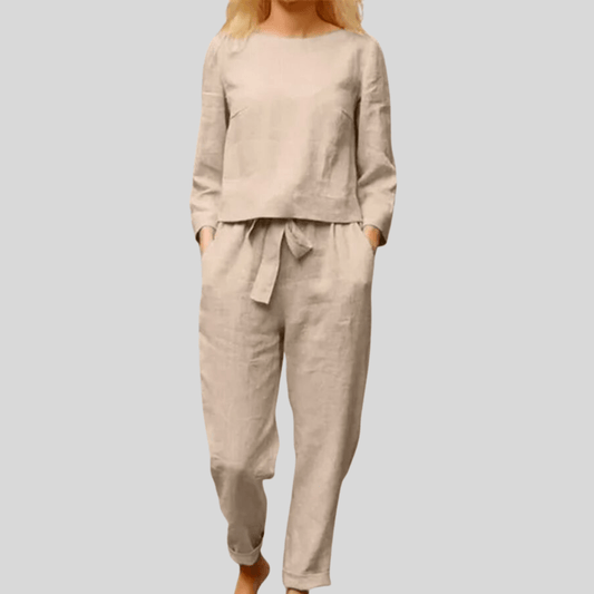 Élégant Ensemble Monochrome en Lin pour Femmes - Marie Montel