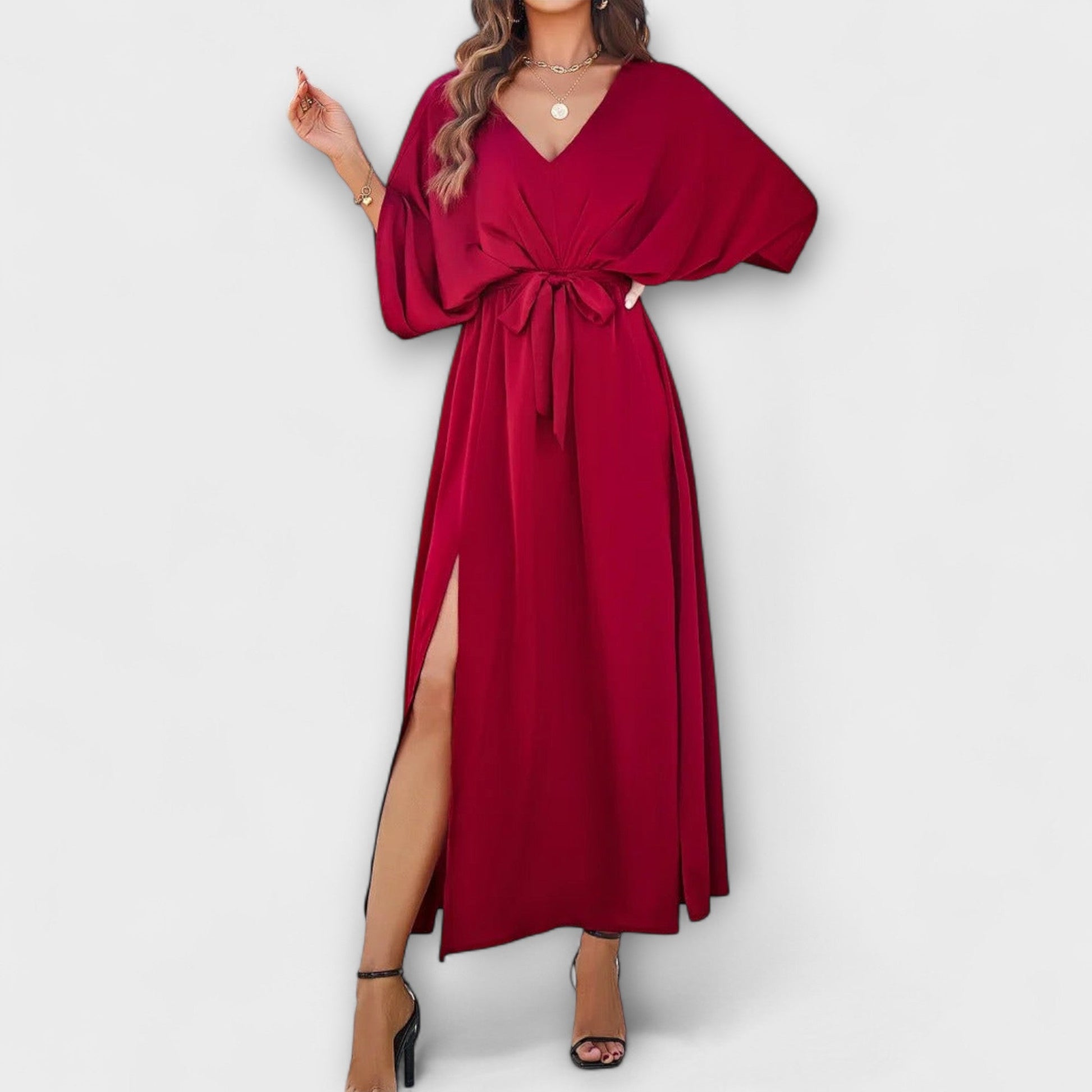 Élégant Maxikleid à V - Ausschnitt pour Femmes - Marie Montel
