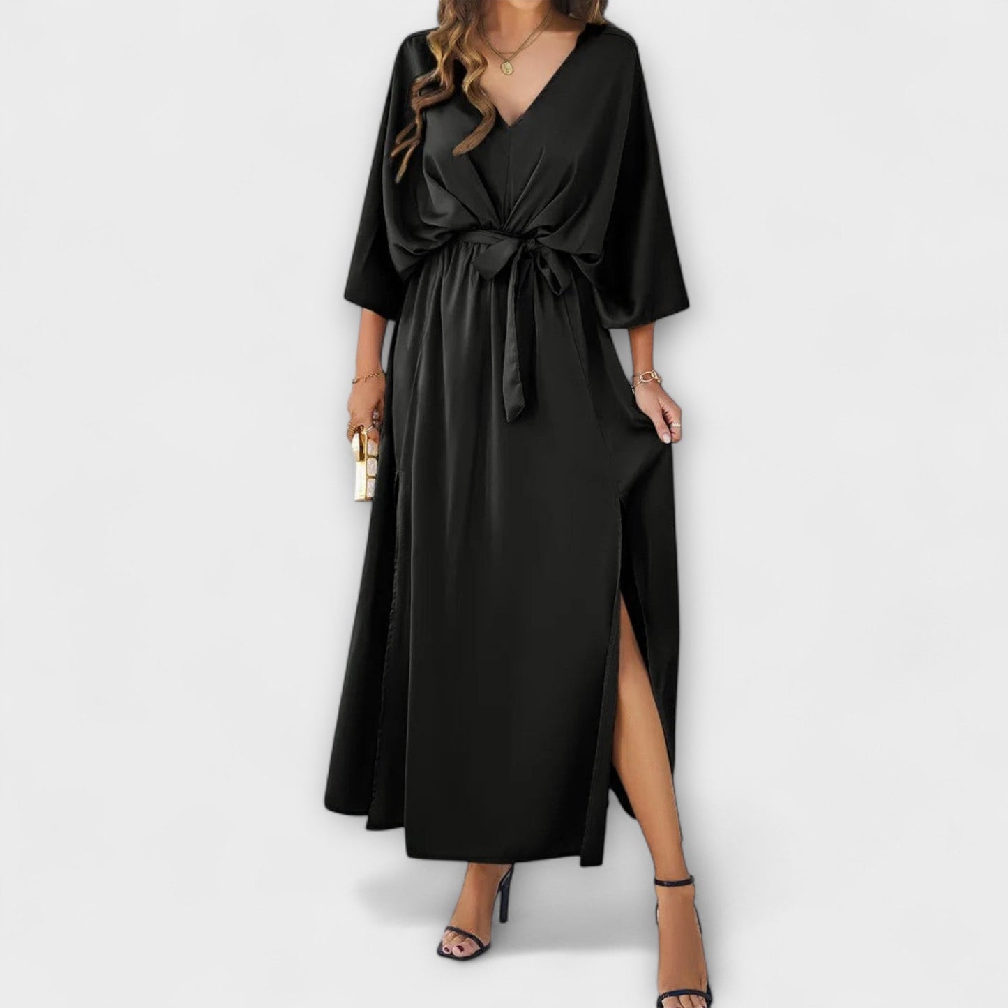 Élégant Maxikleid à V - Ausschnitt pour Femmes - Marie Montel