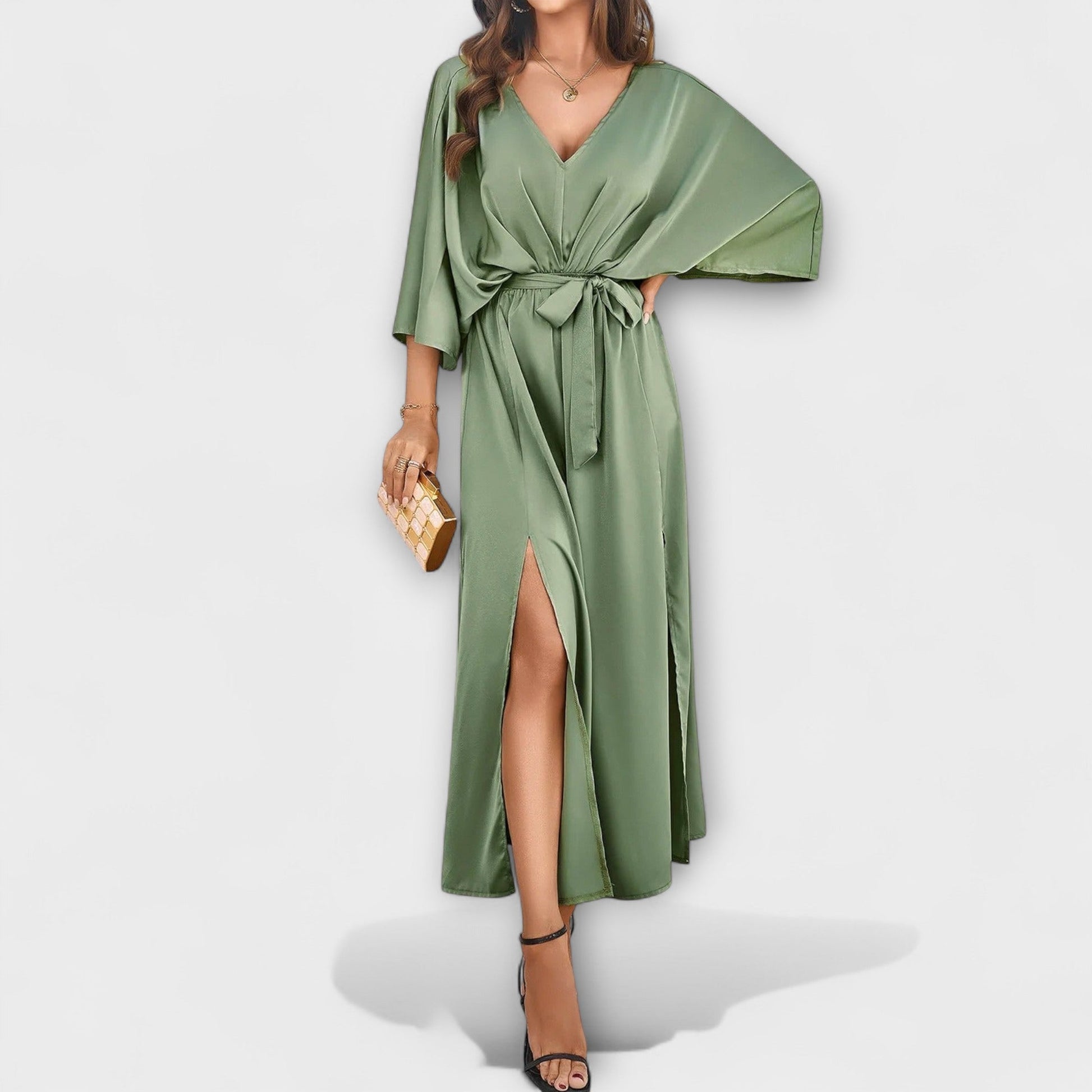 Élégant Maxikleid à V - Ausschnitt pour Femmes - Marie Montel