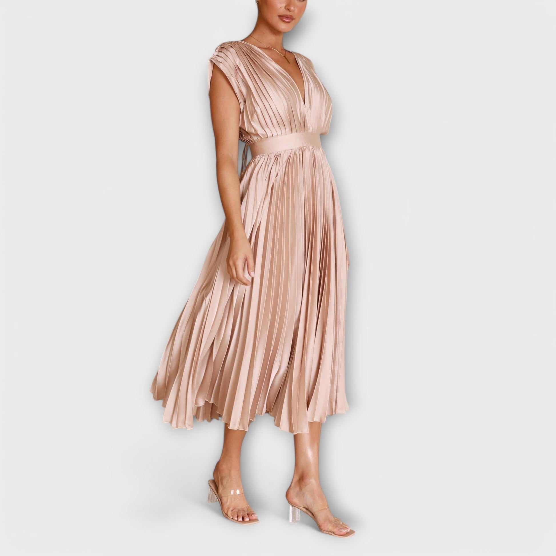 Élégant Robe Drapée en Satin pour Femmes - Marie Montel