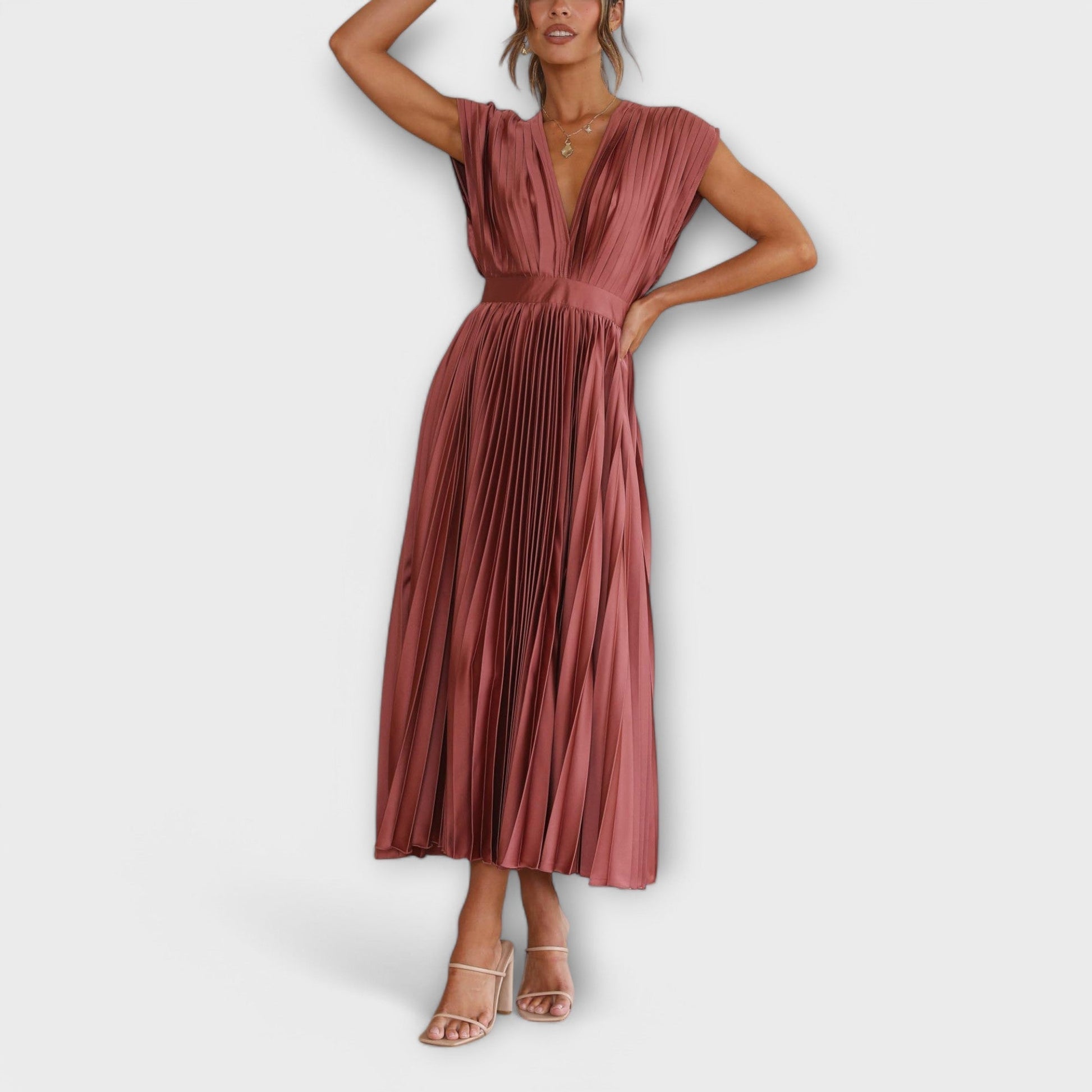 Élégant Robe Drapée en Satin pour Femmes - Marie Montel