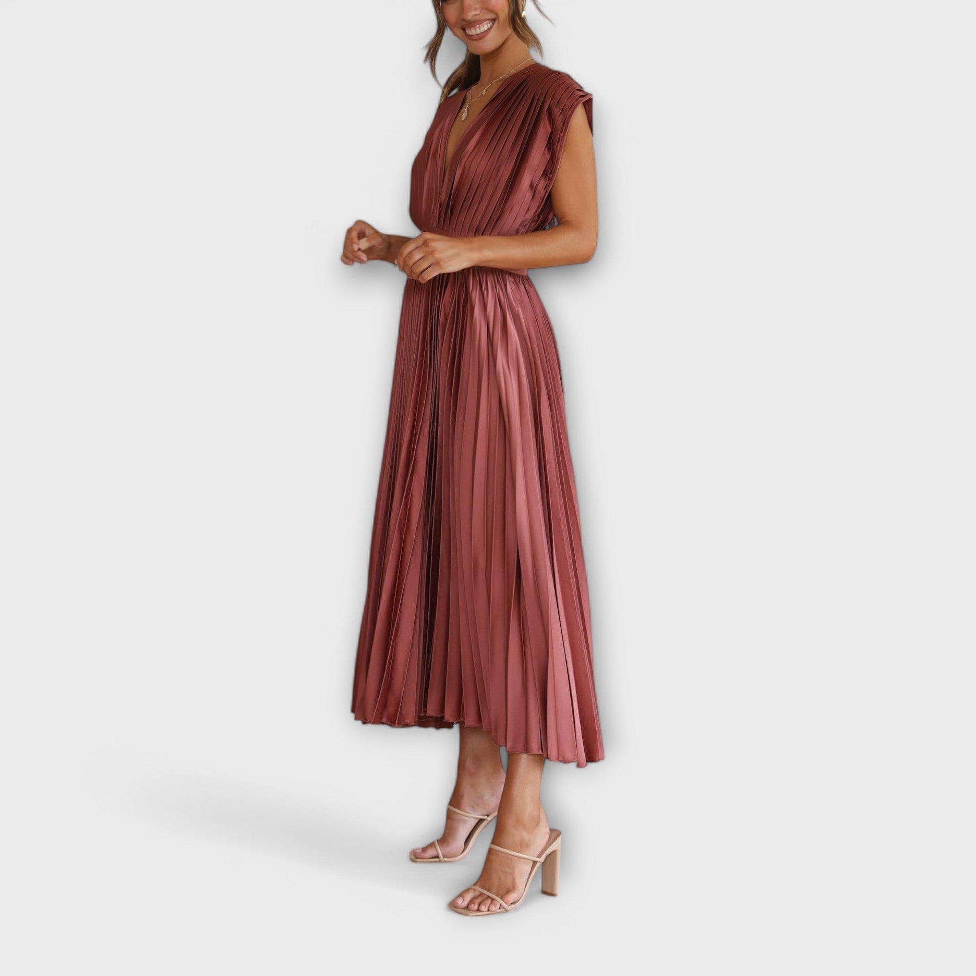 Élégant Robe Drapée en Satin pour Femmes - Marie Montel