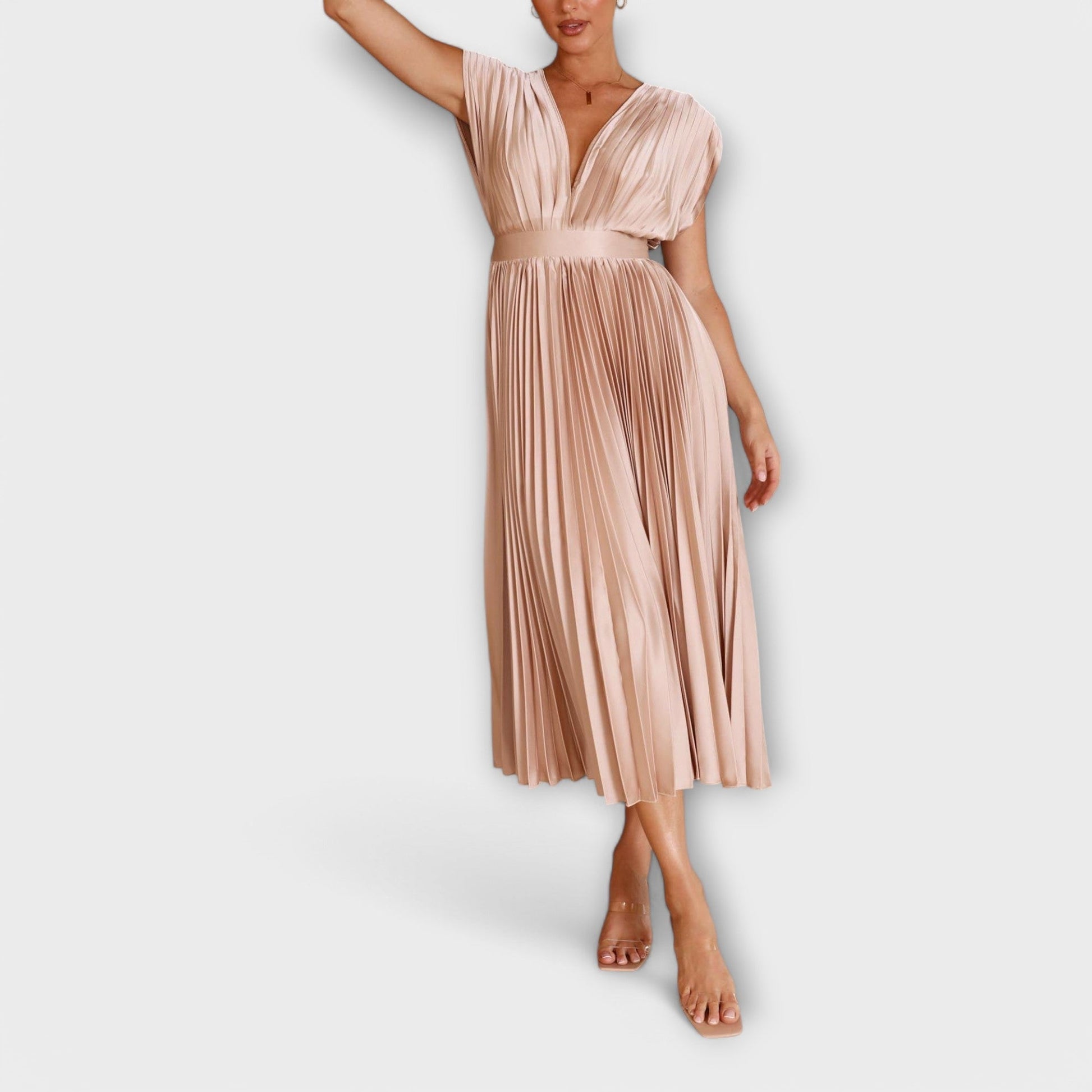 Élégant Robe Drapée en Satin pour Femmes - Marie Montel