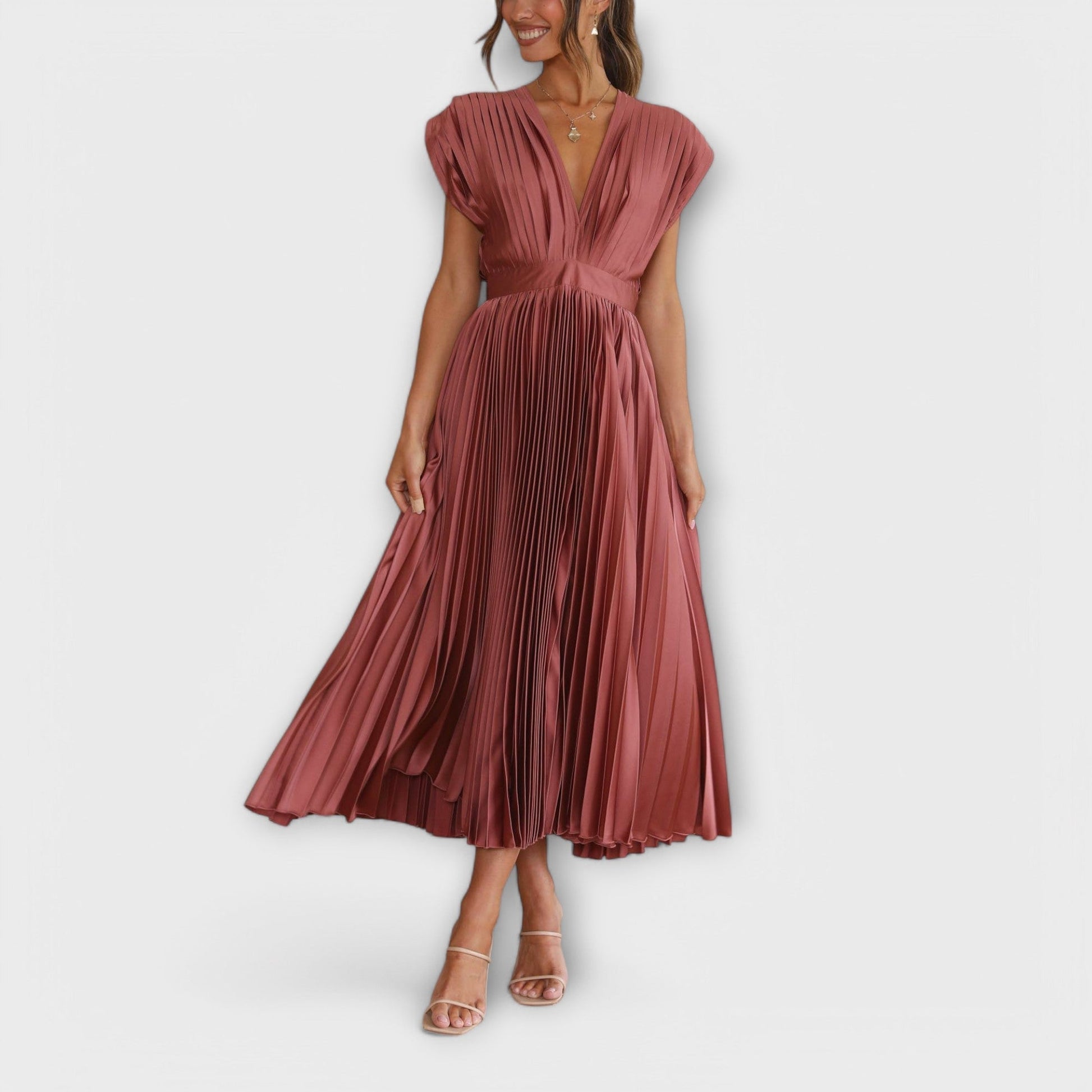 Élégant Robe Drapée en Satin pour Femmes - Marie Montel