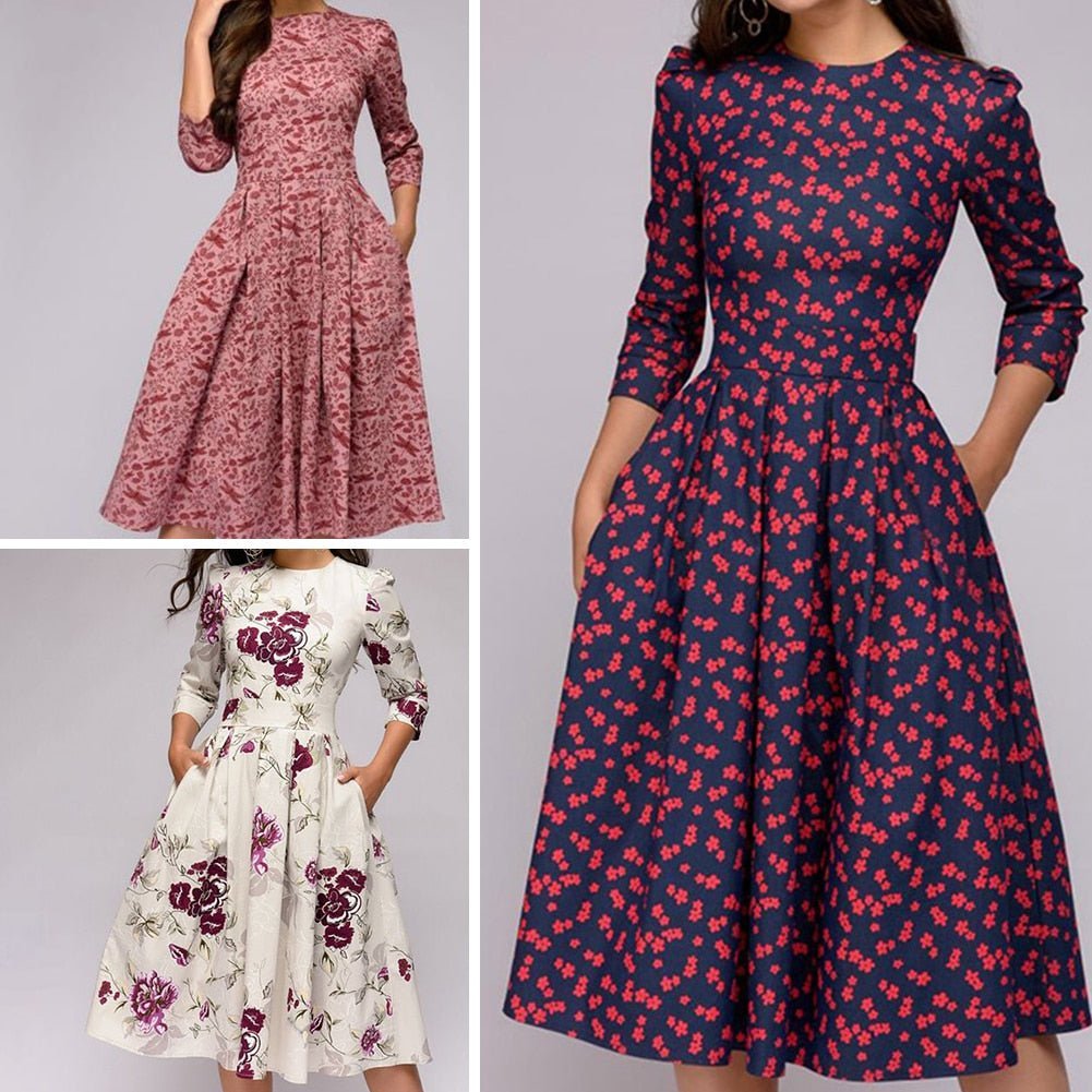 Élégante Robe Midi Rétro pour Femmes - Marie Montel