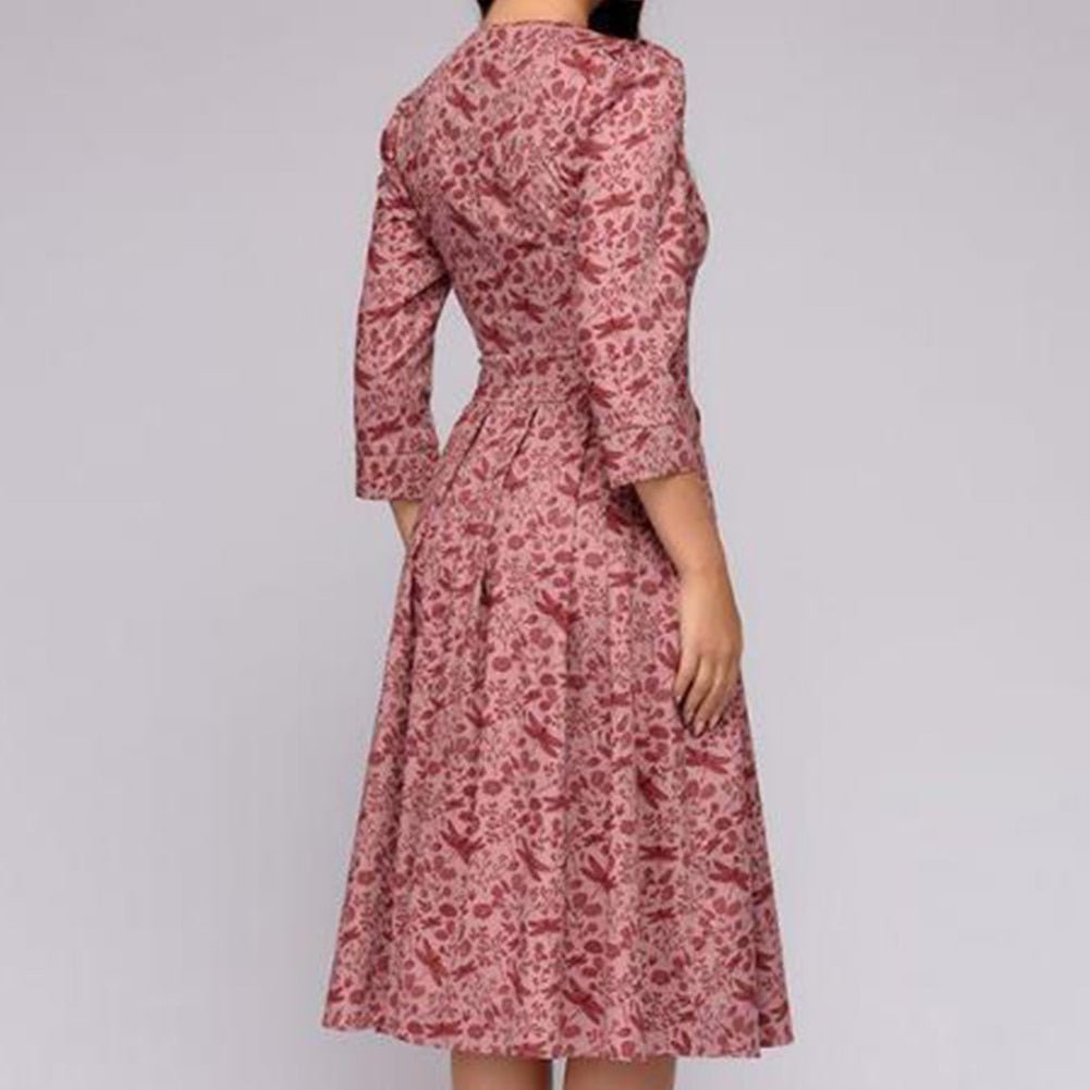 Élégante Robe Midi Rétro pour Femmes - Marie Montel