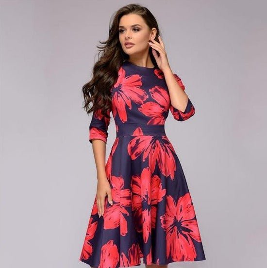 Élégante Robe Midi Rétro pour Femmes - Marie Montel