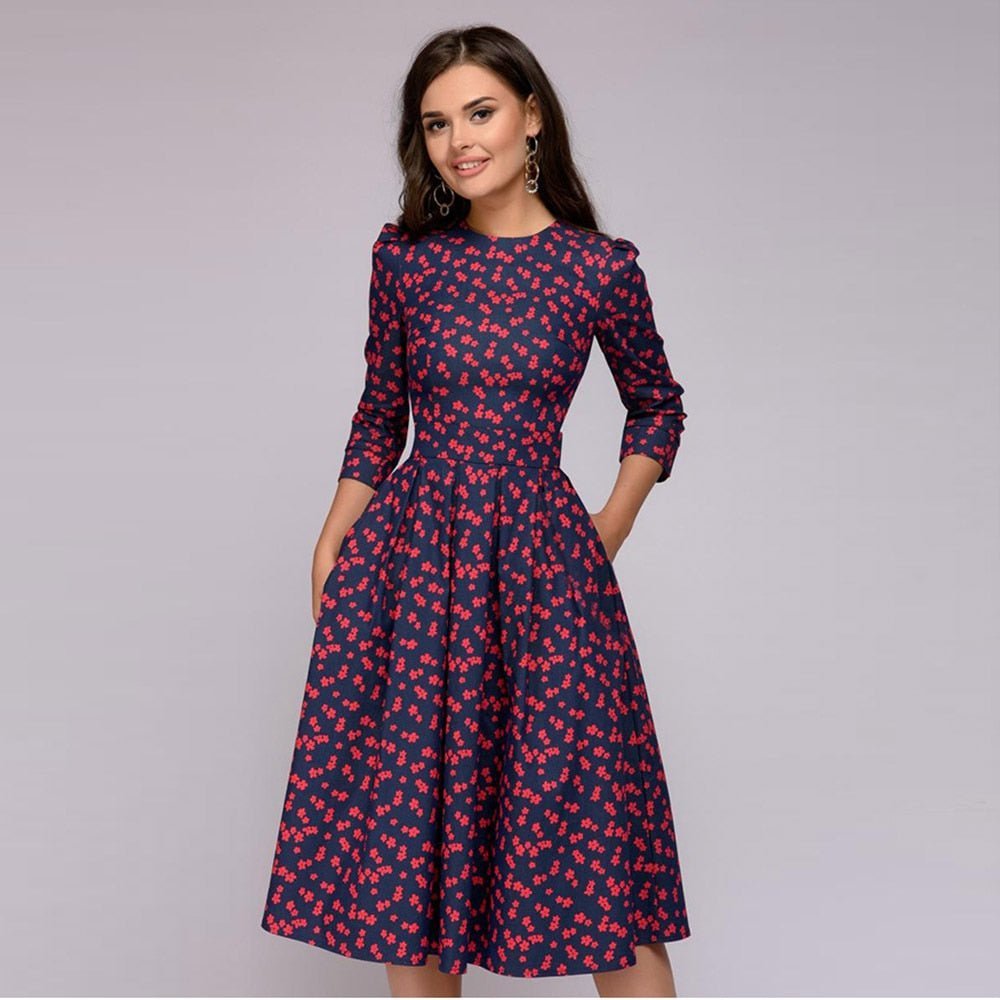 Élégante Robe Midi Rétro pour Femmes - Marie Montel