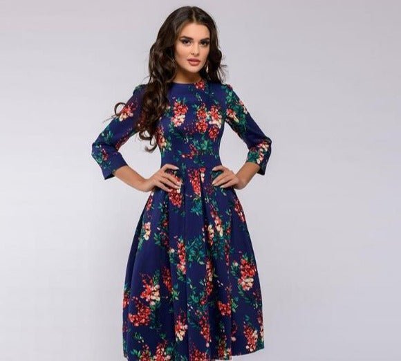 Élégante Robe Midi Rétro pour Femmes - Marie Montel