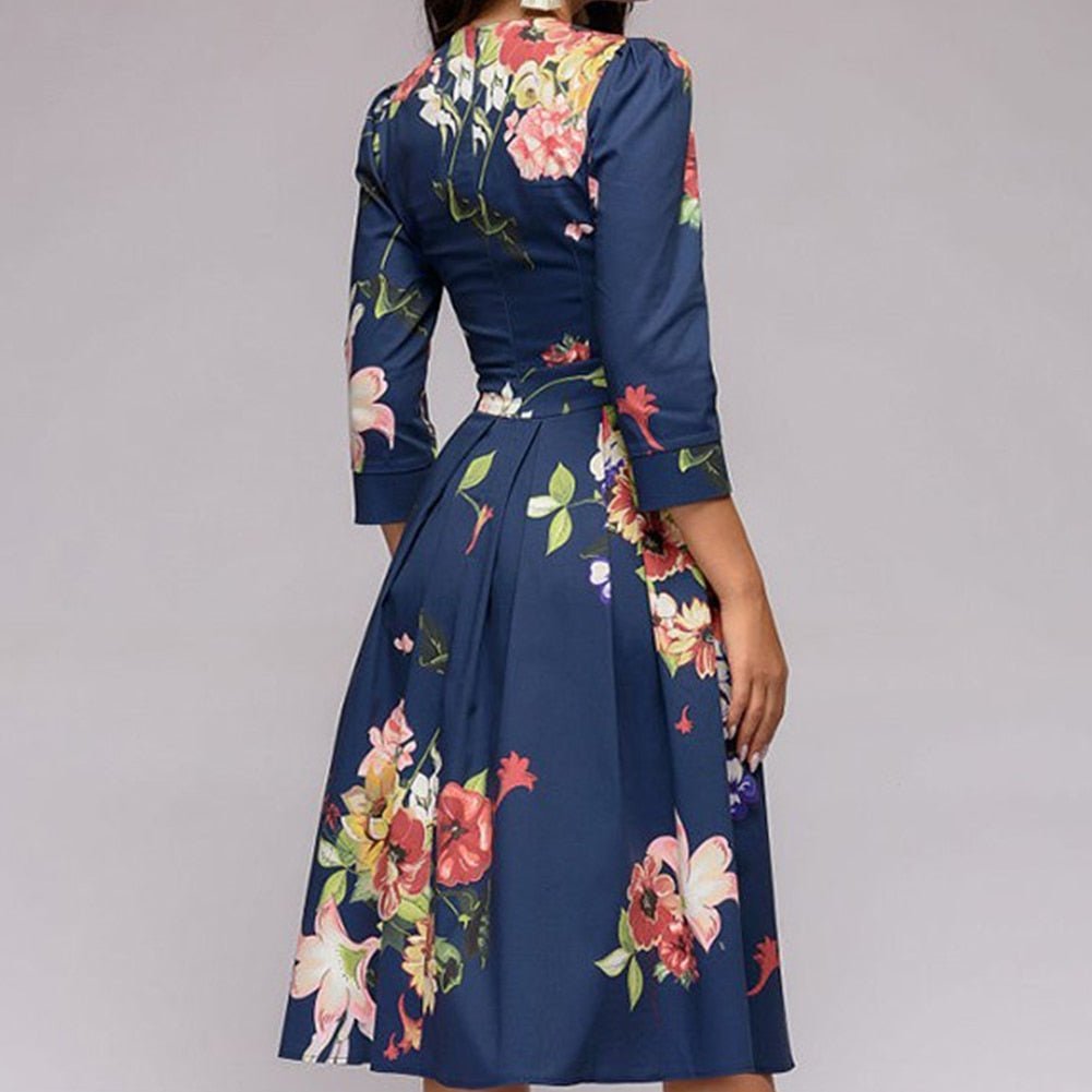 Élégante Robe Midi Rétro pour Femmes - Marie Montel