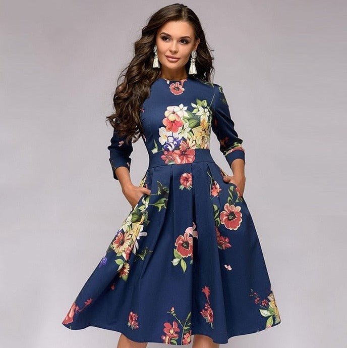 Élégante Robe Midi Rétro pour Femmes - Marie Montel