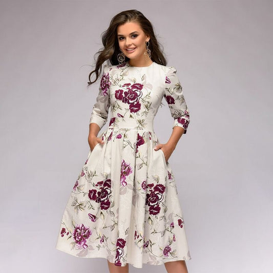 Élégante Robe Midi Rétro pour Femmes - Marie Montel