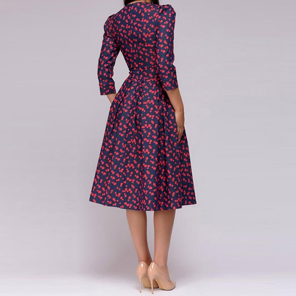Élégante Robe Midi Rétro pour Femmes - Marie Montel