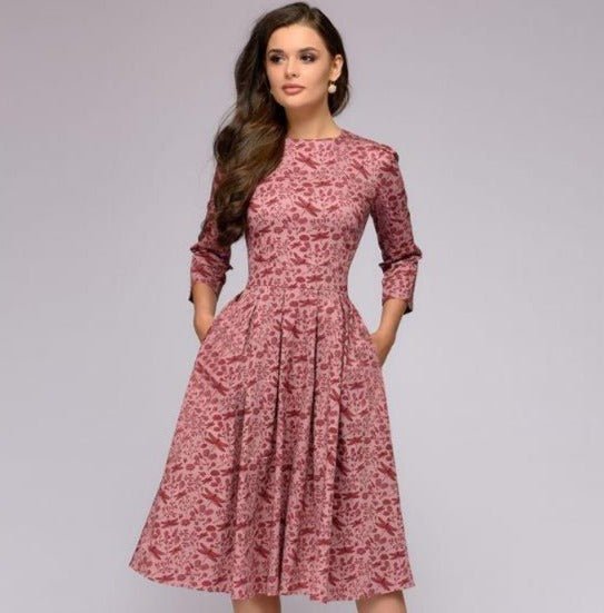 Élégante Robe Midi Rétro pour Femmes - Marie Montel