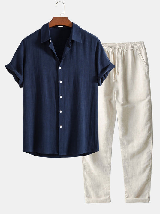 Ensemble Élégant en Bleu Marine et Marron pour Hommes - Marie Montel