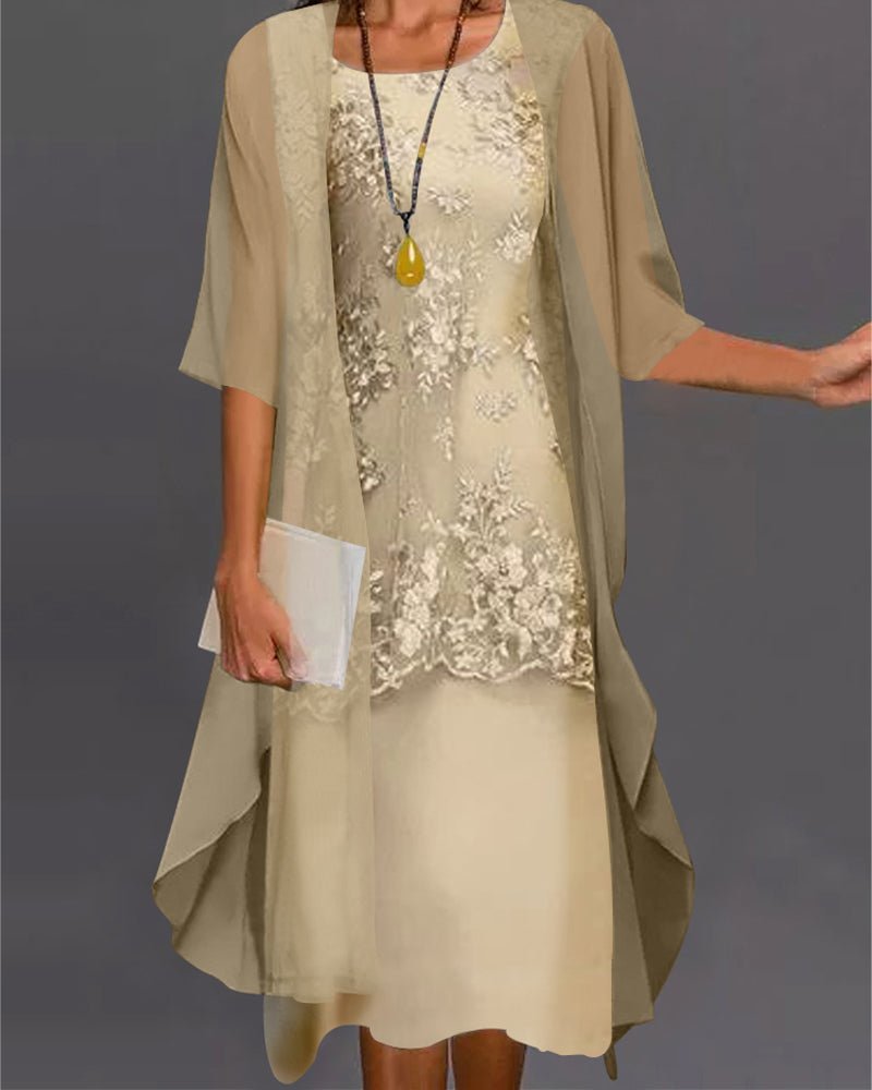 Ensemble Élégant en Chiffon à Manches 3/4 pour Femmes - Marie Montel