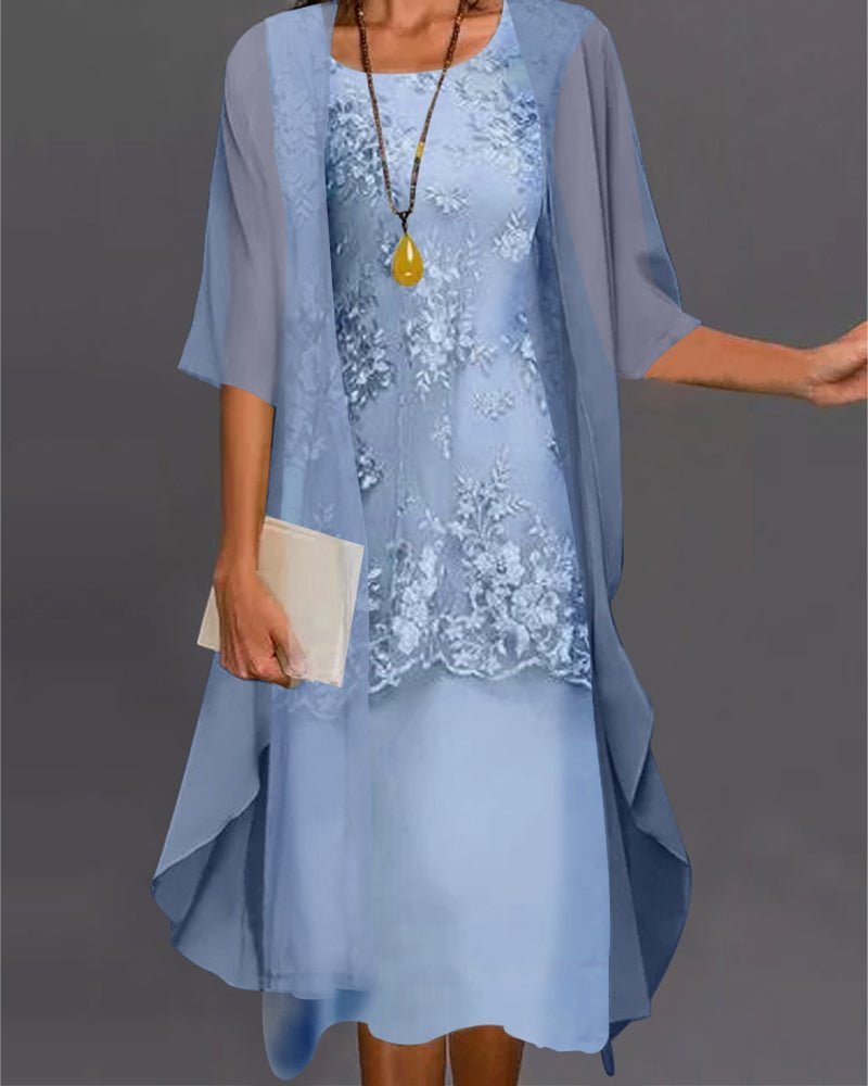 Ensemble Élégant en Chiffon à Manches 3/4 pour Femmes - Marie Montel