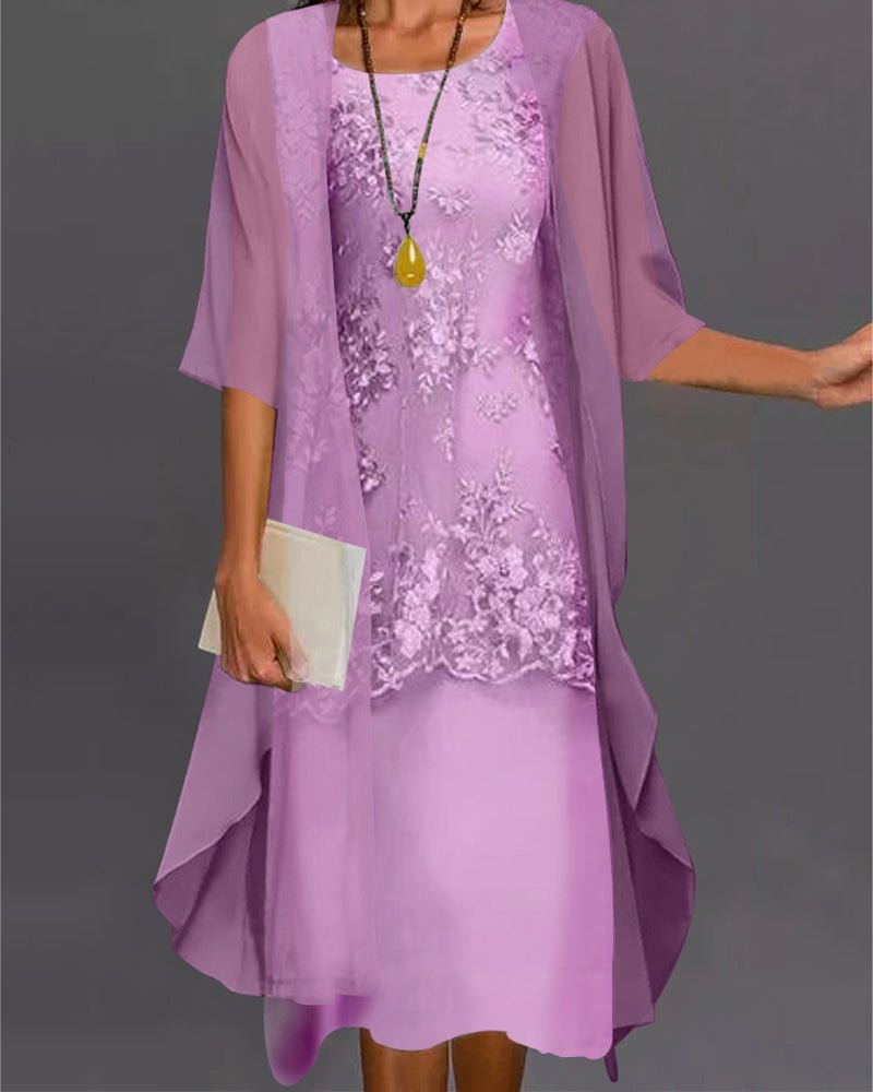 Ensemble Élégant en Chiffon à Manches 3/4 pour Femmes - Marie Montel