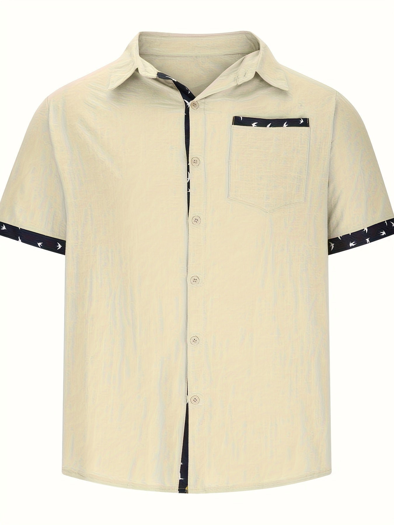 Chemise pour homme à manches courtes avec col à revers et poche poitrine