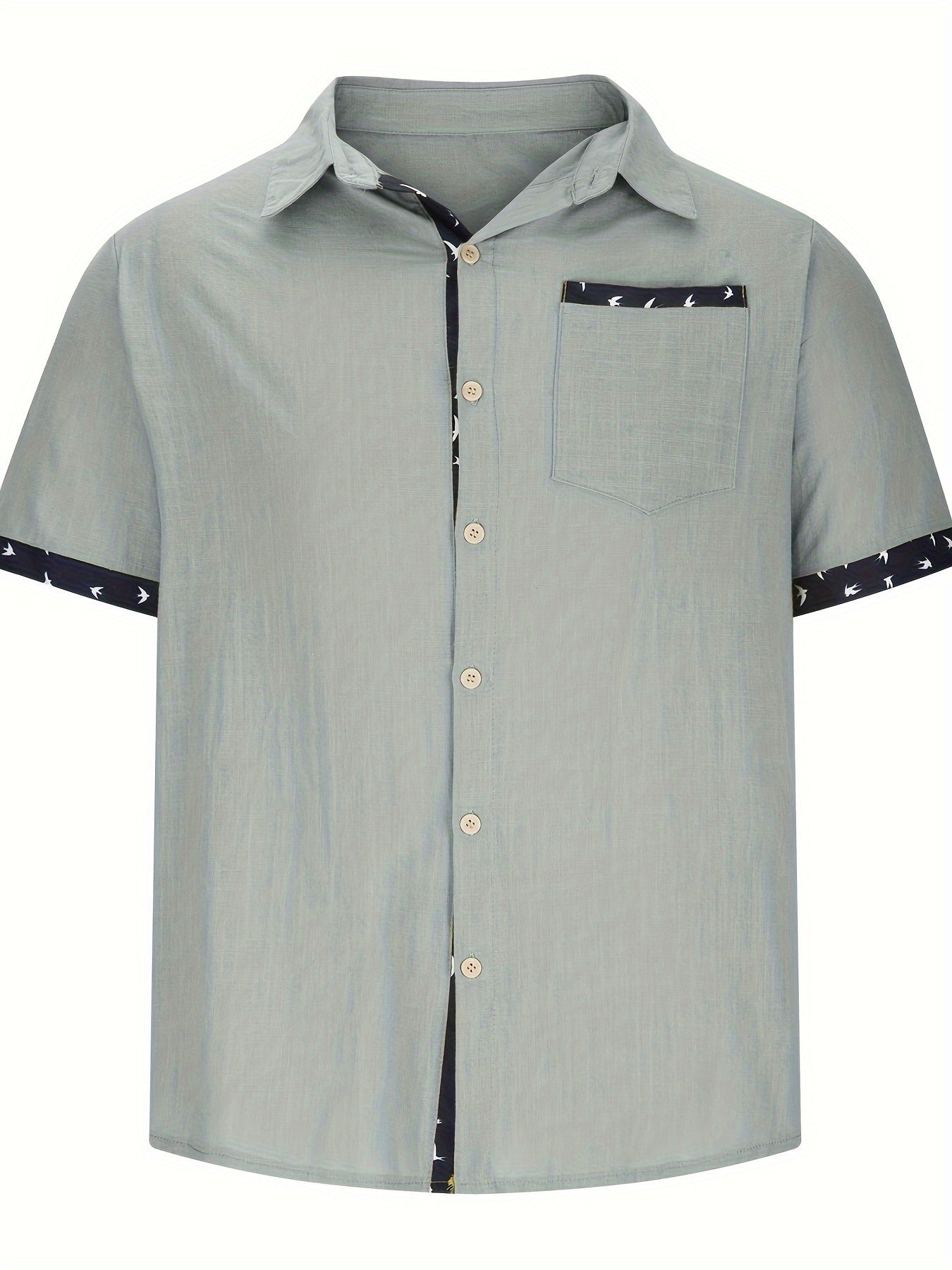 Chemise pour homme à manches courtes avec col à revers et poche poitrine