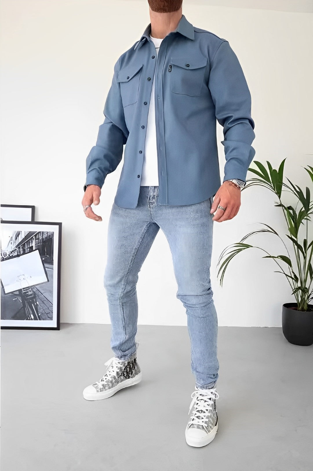 Chemise Casual en Coton Raffiné pour Hommes