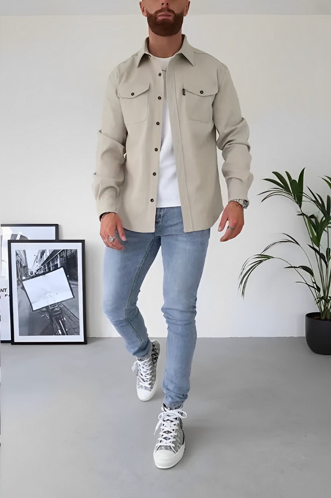 Chemise Casual en Coton Raffiné pour Hommes