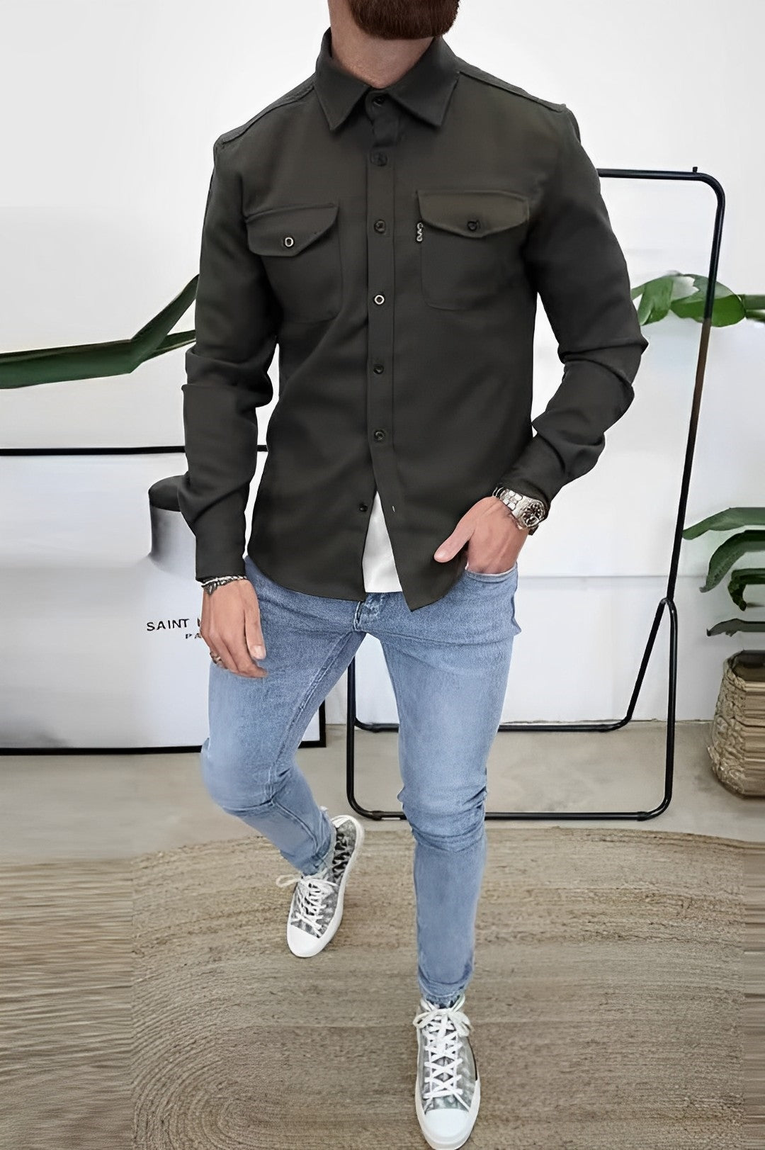 Chemise Casual en Coton Raffiné pour Hommes