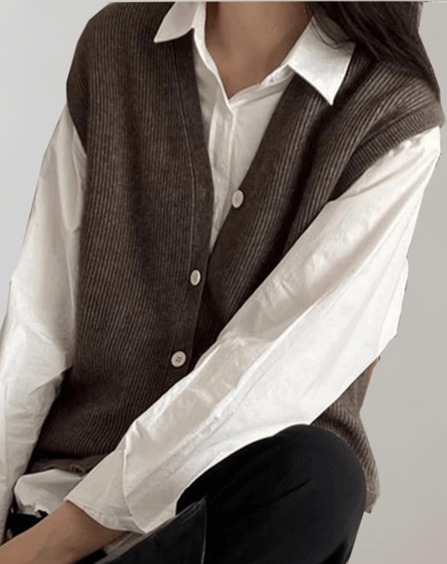Gilet en Tricot Décontracté avec Boutons pour Femmes - Marie Montel