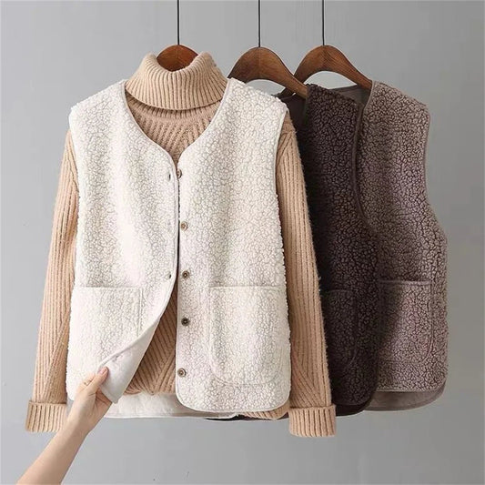 Gilet Sans Manches en Laine Imitée pour Femmes - Marie Montel