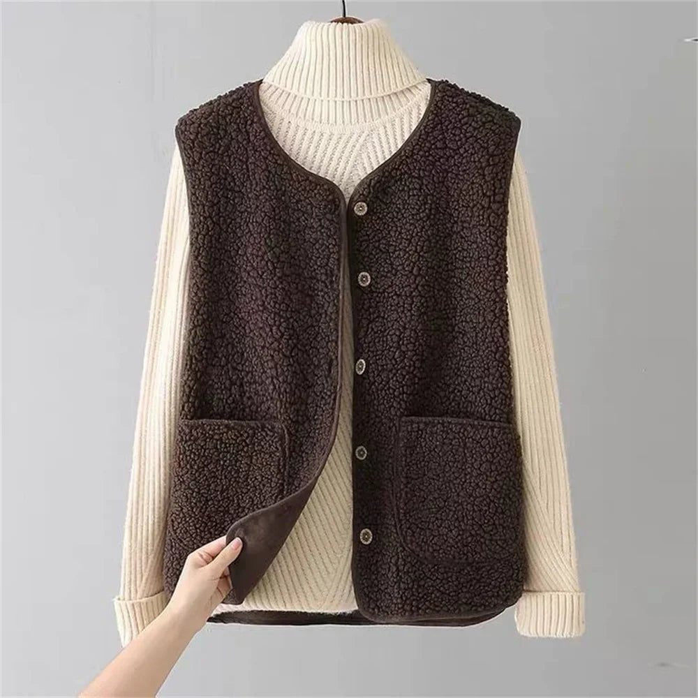 Gilet Sans Manches en Laine Imitée pour Femmes - Marie Montel