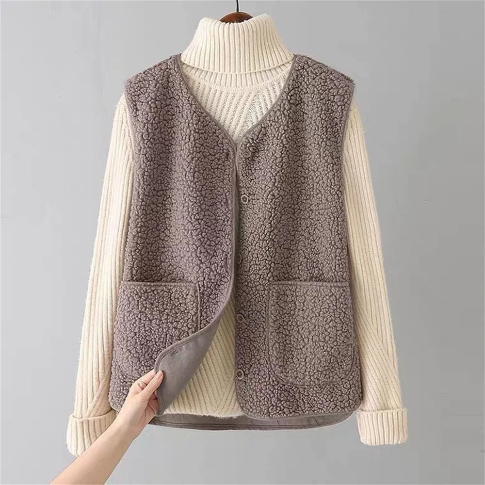 Gilet Sans Manches en Laine Imitée pour Femmes - Marie Montel